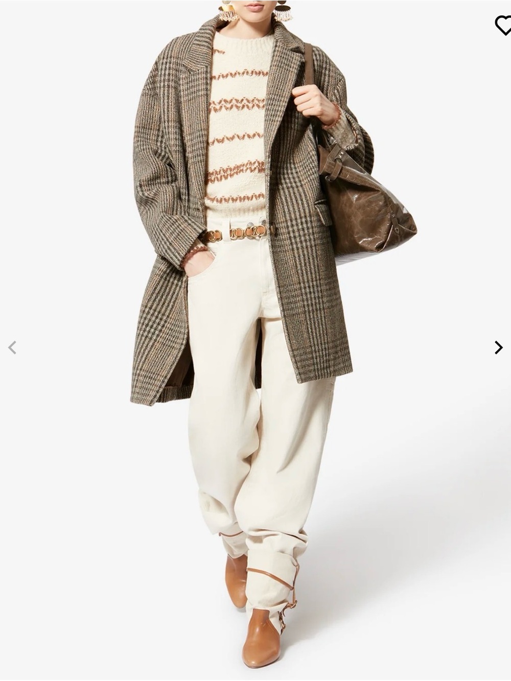 NWT Isabel Marant Etoile Limiza Check Virgin Wool Coat Beige Jacket 40 US 8 L - Picture 2 of 15